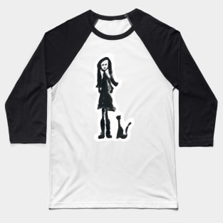 Stick girl (I/IV) and Cat (cut-out) Baseball T-Shirt